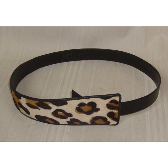 Abbe Creation Leather Cheetah Leopard Belt Vintage - Picture 2 of 6